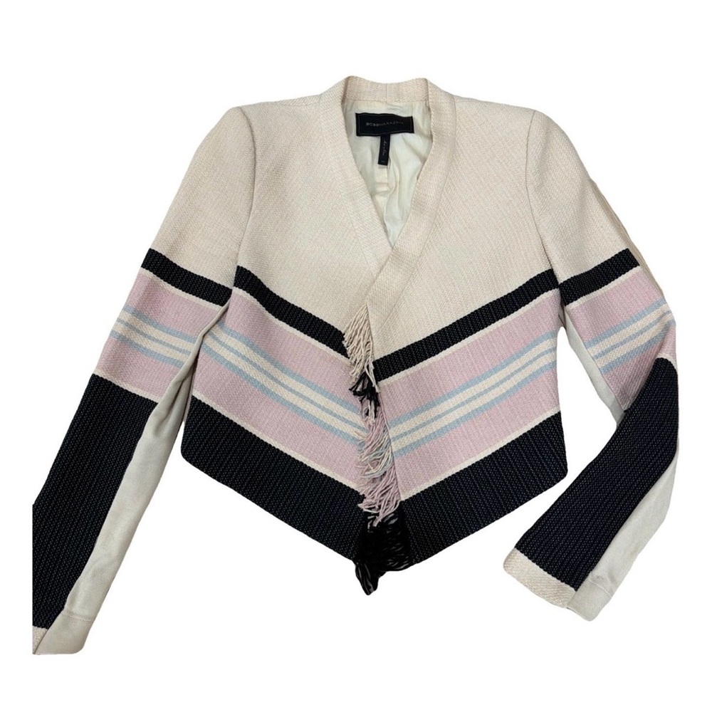Women's BCBG Striped Sweater - Cream, Pink, and Black